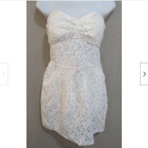 Costa Blanca Strapless Mini Dress Size Large ~ Pockets ~ NWT ~ White Lace